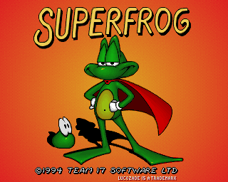 Superfrog title screen for Amiga CD32